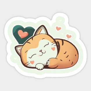 Sleepy Cat Valentine's Day Sticker